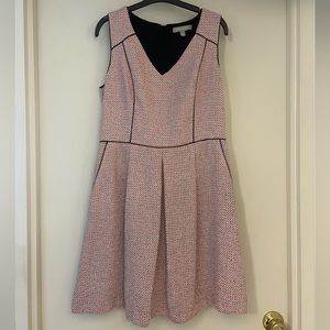 Banana Republic Sleeveless Tweed Neon Pink White Sheath Dress- Size 8